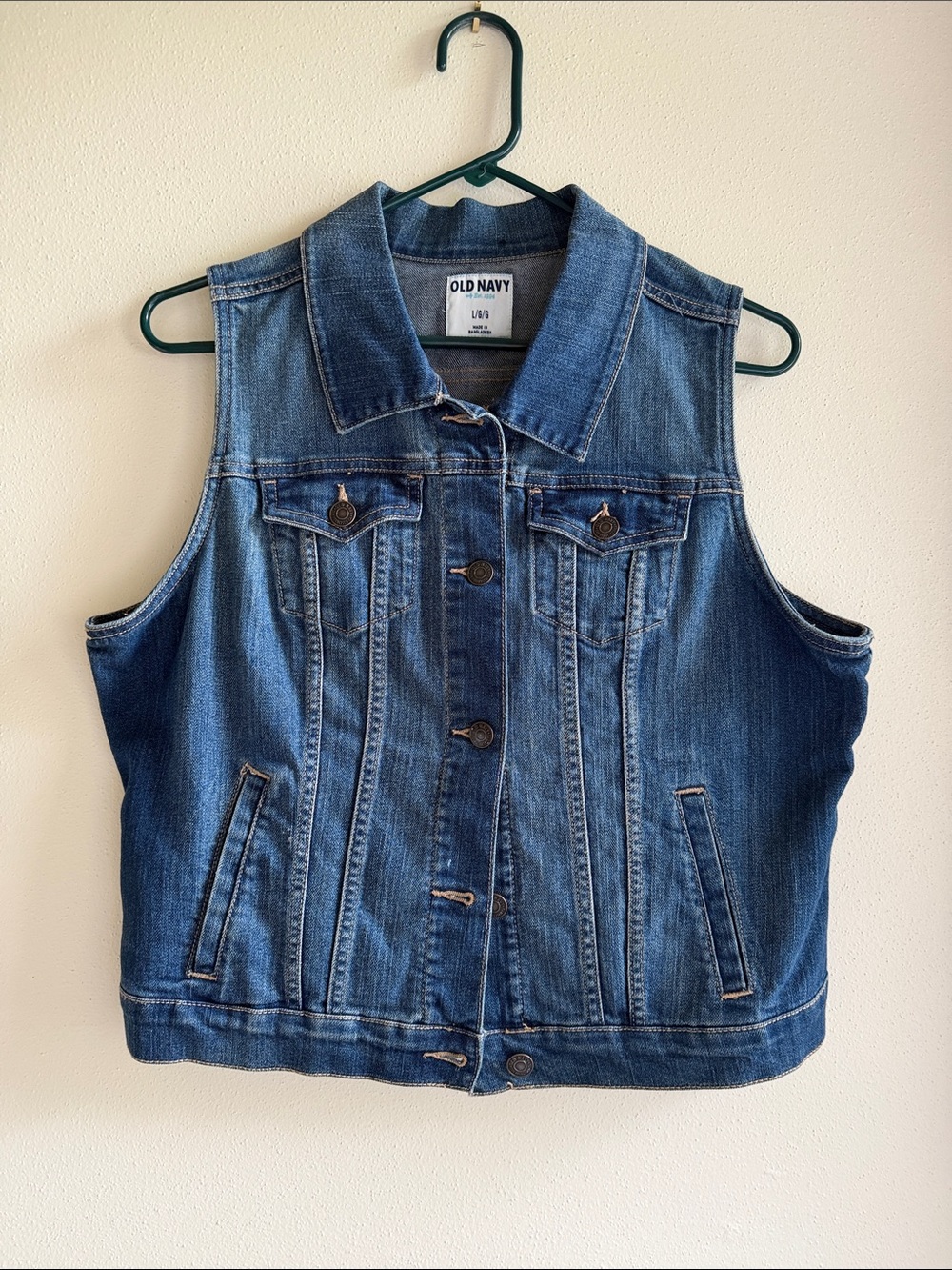 Old Navy Blue Denim Vest - Sleeveless Button-Front